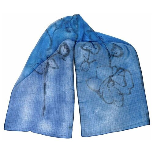 Синий шарф с цветком 38876