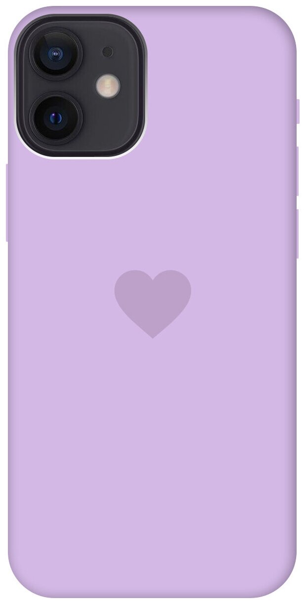 Силиконовый чехол на Apple iPhone 12 Mini / Эпл Айфон 12 мини с рисунком "Heart" Soft Touch сиреневый