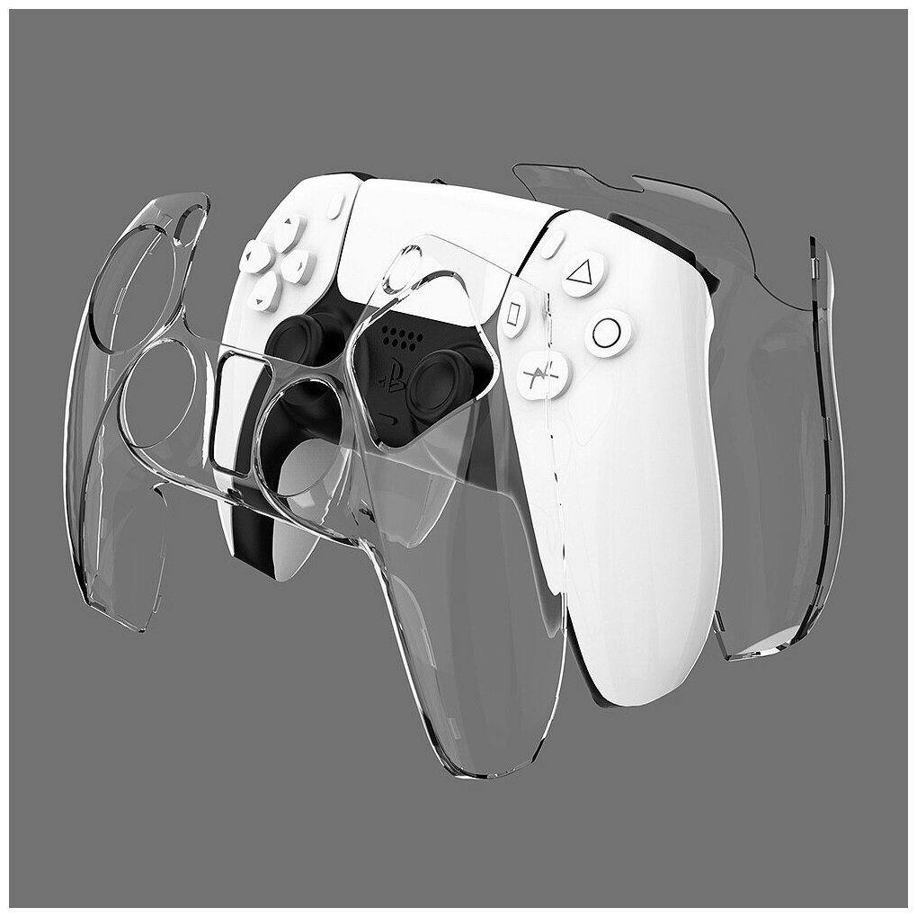Чехол-корпус MyPads для геймпада-контроллера Playstation 5/ PS5 из прочного пластика прозрачный