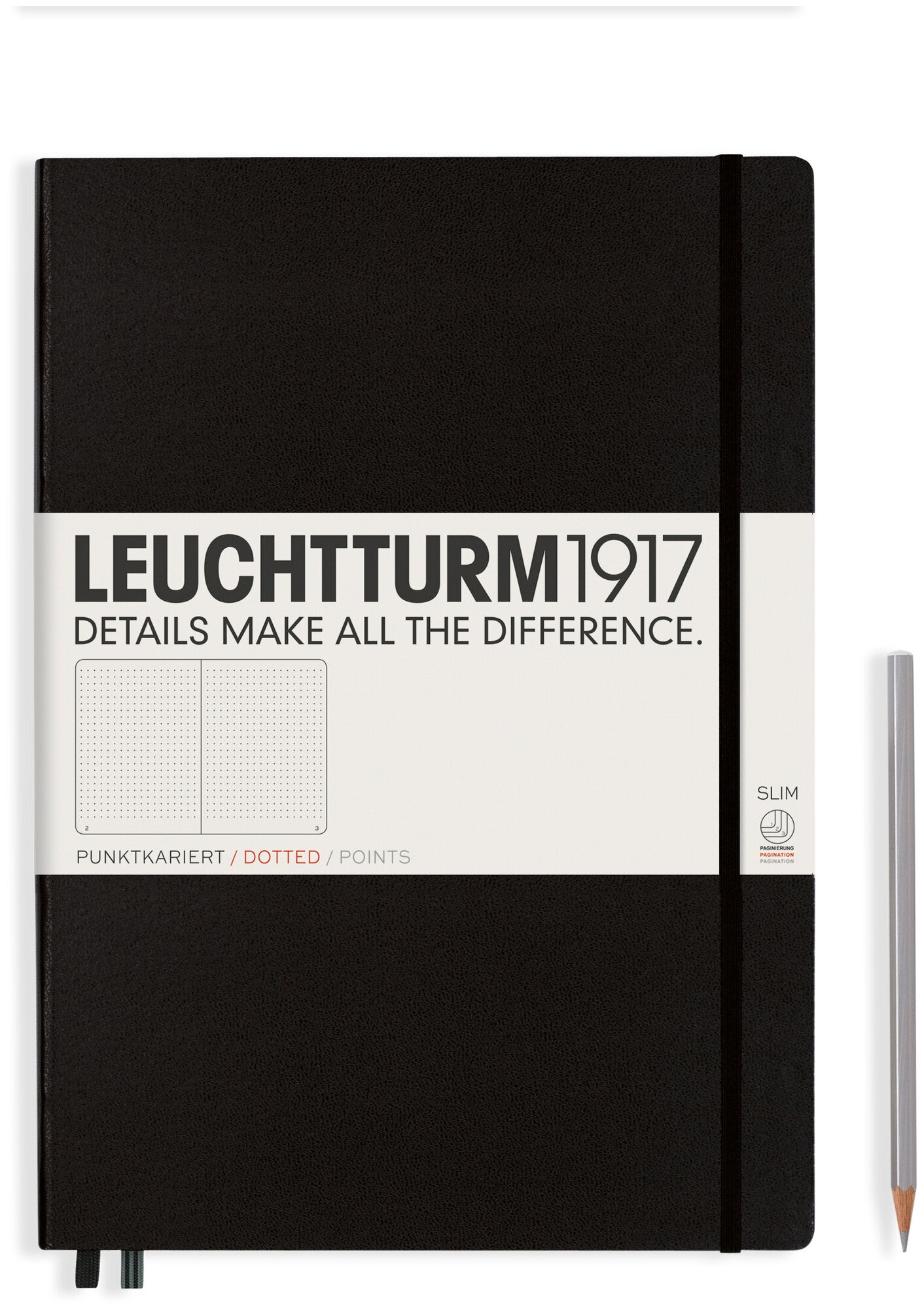 Записная книжка Leuchtturm Master Slim A4+ (в точку), черная