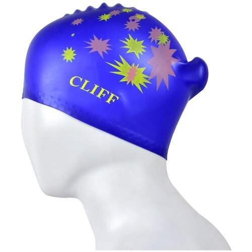Шапочка для плавания CLIFF силиконовая CS13, для длинных волос, синяя шапочка для плавания cliff силиконовая cs06 с выемками для ушей синяя