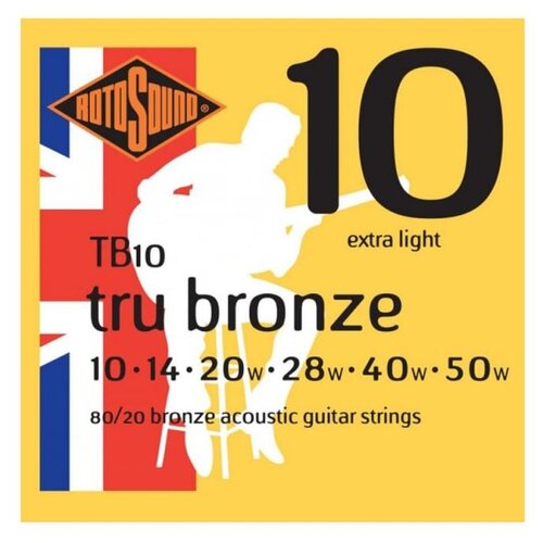 Набор струн Rotosound TRU BRONZE TB10, 1 уп. rotosound jk10 strings phosphor bronze струны для акустической гитары покрытие фосфорированная бронза 10 50