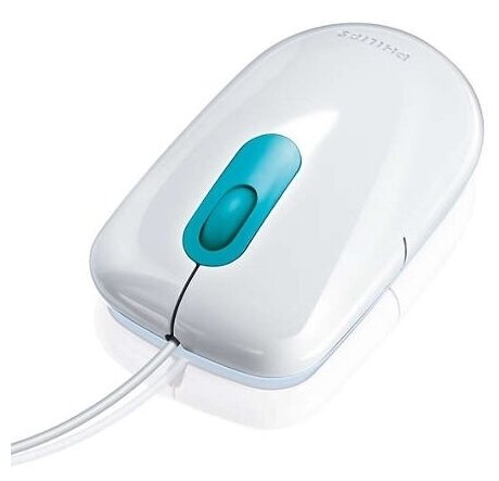 Мышь Philips SPM5900/10, White-Blue, 1200dpi, скрытый кабель 0,6м, USB