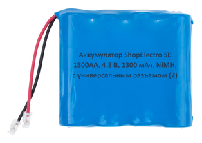 Аккумулятор ShopElectro SE1300АА, 4.8 В, 1300 мАч/ 4.8 V, 1300 mAh, NiMH, с универсальным разъёмом (2)