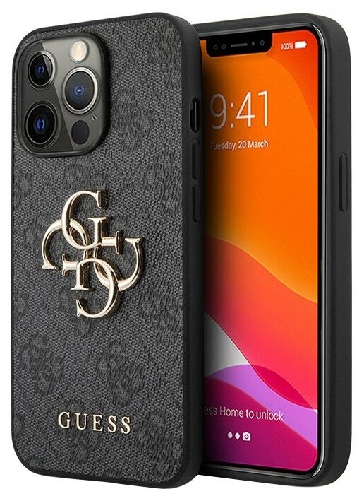 Чехол Guess 4G Big metal logo Hard для iPhone 13 Pro Max, серый