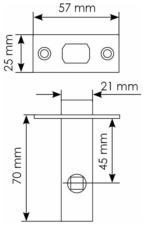 LP6-45 AB, защелка межкомнатная, с пластиковым язычком, цвет - античная бронза