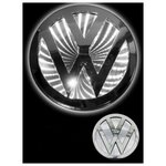 Автомобильная светодиодная эмблема 3D фольксваген wolksvagen размер 9 см - изображение