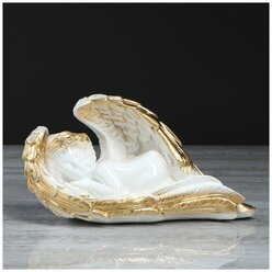 Статуэтка "Ангел в крыле" большой бел/зол гипс 1260311