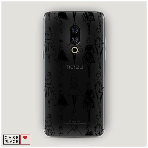 фото Силиконовый чехол "модные эскизы в черном цвете" на meizu 15 / мейзу 15 case place