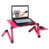Стол-трансформер для ноутбука с регулировкой ножек, охлаждением и подставкой для мышки, розовый - изображение