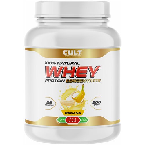 Cult 100% Whey Protein 75 - 900 грамм, банан steel power protein shake 900 грамм банан