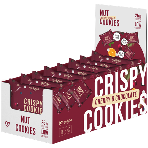 BOOTYBAR Crispy Cookies 40 г (коробка 9шт) (Вишня и шоколад)