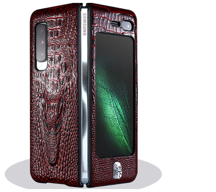 Эксклюзивный чехол Чехол. ру с объёмным 3D изображением кожи крокодила для Samsung Galaxy Fold (SM-F900) / Samsung Galaxy W20 с окошком для входящих.