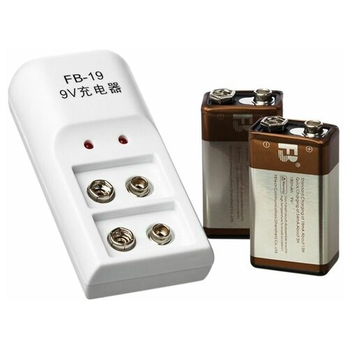 фото Зарядное устройство fb fb-19 9v с двумя аккумуляторами типа крона mh-280h7c, 180mah 9v