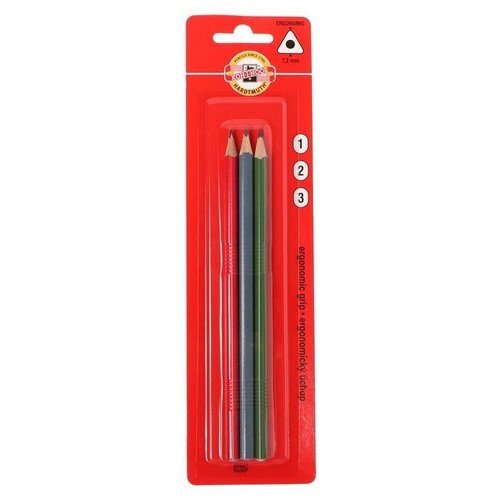 Купить Набор карандашей чернографитных разной твердости 3 штуки Koh-I-Noor TRIOGRAPH 1802 B-H, 3 штуки, блистер, нет бренда