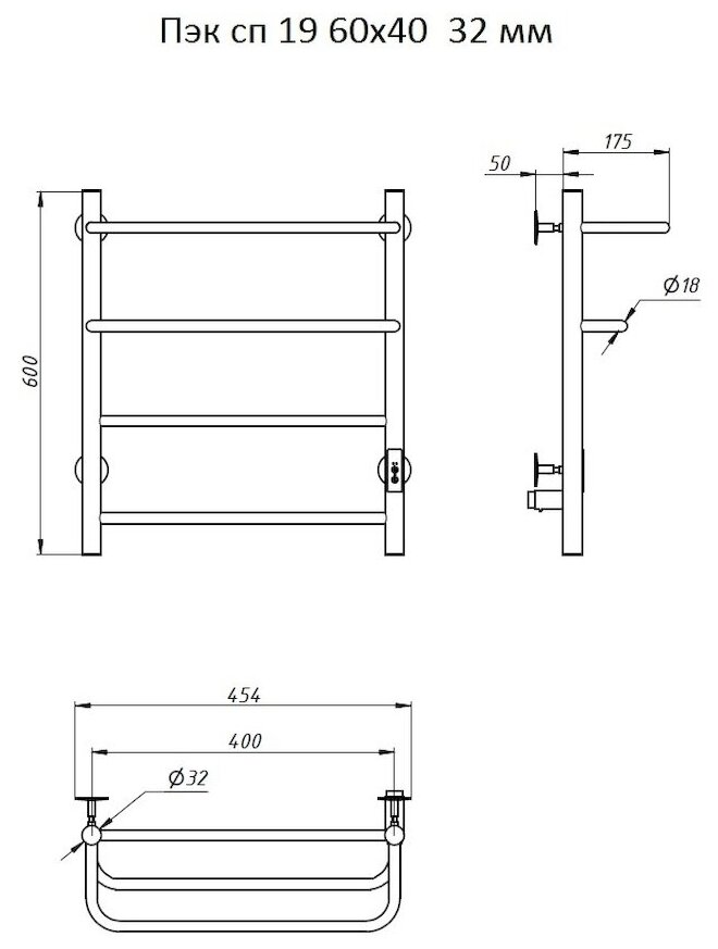 Полотенцесушитель электрический Тругор Пэк сп 19 60х40 32 мм - фотография № 6