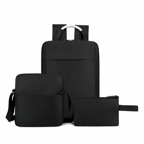 Рюкзак, мужской, черный, для ноутбука, 3 отделения