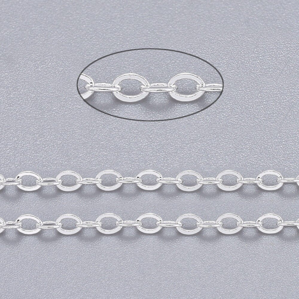 Цепочка отрезная (без замка) 2.6х2мм базовый материал - латунь серебристого цвета 2 метра