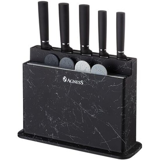 Набор Agness из 10 пр: 5 ножей, 4 доски и подставка (671-203)