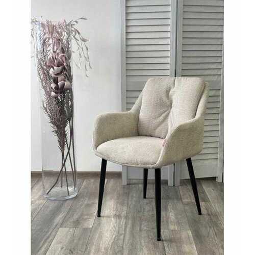 Стул DORE Garna-071 бежевый, ткань / черный каркас