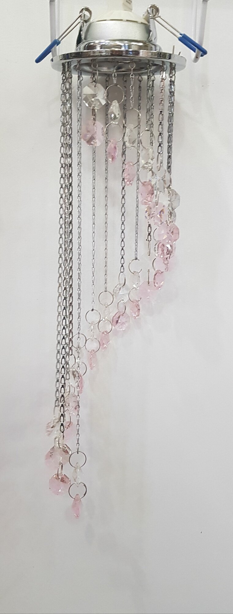 Светильник точечный встраиваемый "Sneha" G5.3 хром/прозрачный/розовый, 30х8,5х4см, 13101