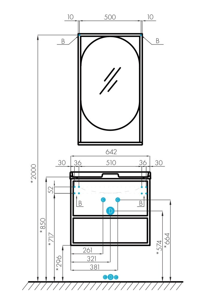 Зеркало Aquaton Лофт Фабрик 50 1A242502LTDU0 дуб эндгрейн - фото №5