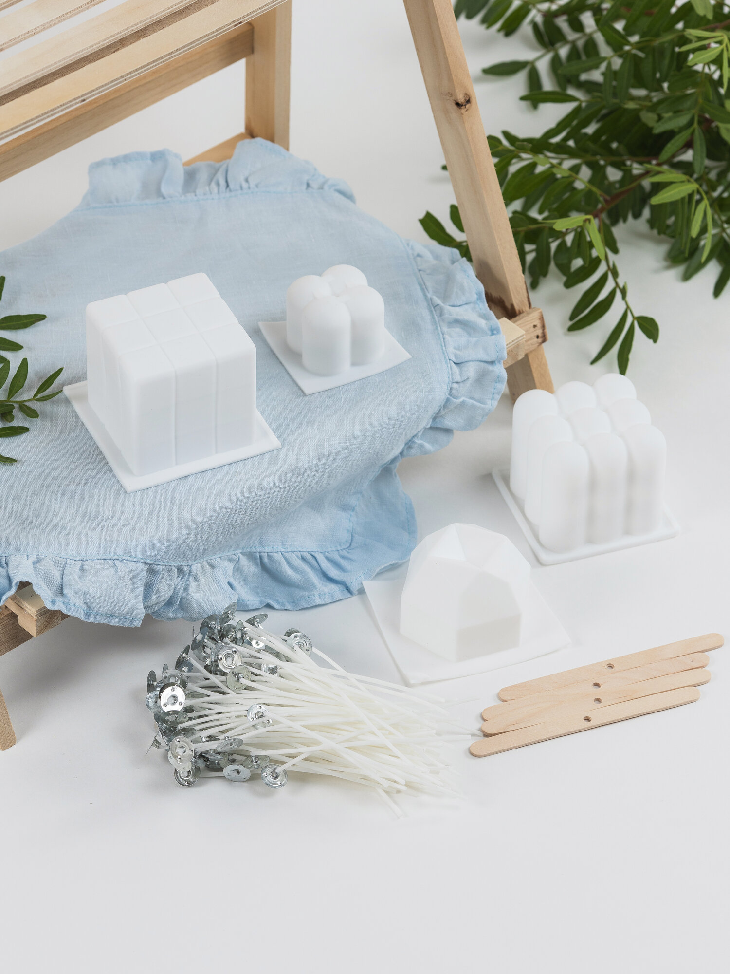 Молд для свечей 4 шт, фитили 100 шт, форма для свечей, мыла, гипса, эпоксидной смолы, COLOR Si — фото 1