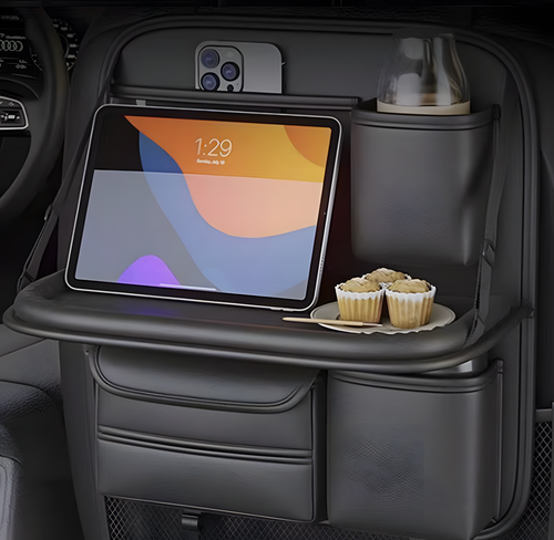 Изображение товара Органайзер Besco на спинку автокресла, подвесной, с откидным столиком, 58x37 см, черный