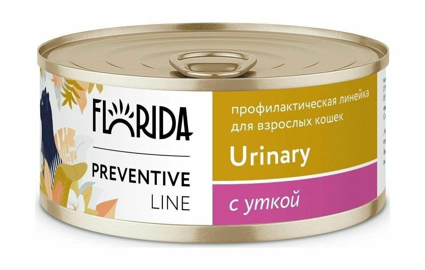 Florida Preventive Line Urinary консервы для кошек при профилактике мочекаменной болезни, с уткой - 100 г