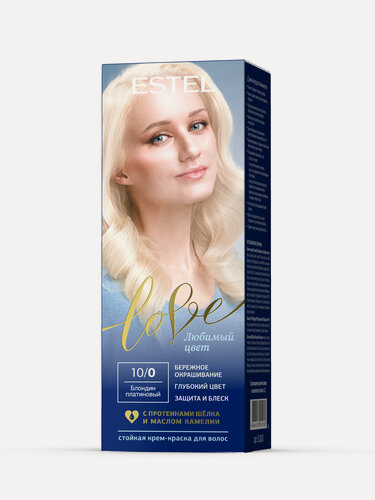 Изображение товара ESTEL Стойкая крем-краска LOVE для закрашивания седины, тон 10/0 блондин платиновый, 115 мл