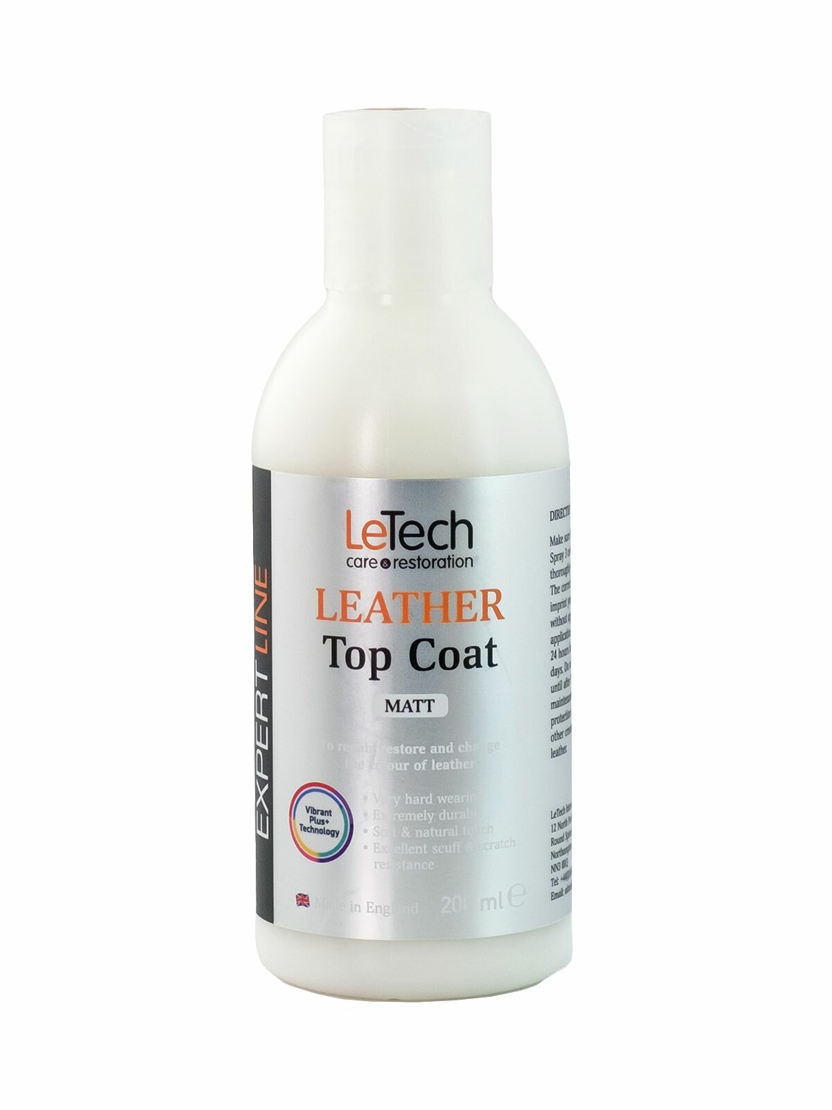 Лак для кожи LeTech Top Coat Matt (матовый, 200мл)