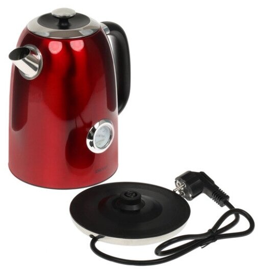 Чайник электрический Dexp FD-677, 1.7 л, 2200 Вт, скрытый нагревательный элемент, фильтр, красный - фотография № 1