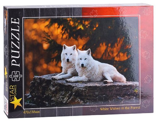 Пазлы 520 Элементов Белые волки в лесу