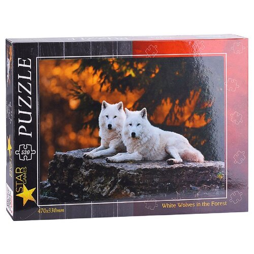 Пазлы 520 Элементов Белые волки в лесу рыжий кот пазлы волки в ночном лесу 1000 элементов