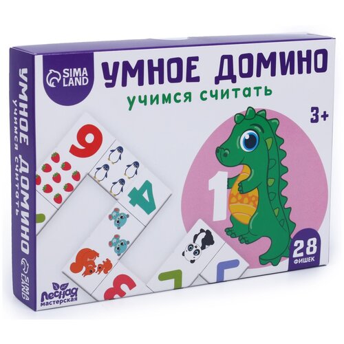 Настольная игра Лесная мастерская Умное домино. Учимся считать