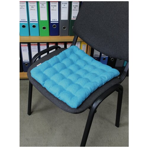 Подушка на стул MATEX ECOLOGY бирюзовый с наполнителем из гречневой лузги 100%, (для дачи, дом, офис), 40х40 см