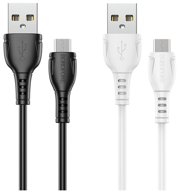 Кабель Borofone BX51, microUSB - USB, 2.4 А, 1 м, PVC оплётка, белый