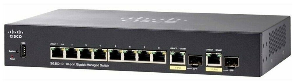 Cisco SB SG350-10SFP-K9-EU Коммутатор 10-port Gigabit Managed SFP Switch