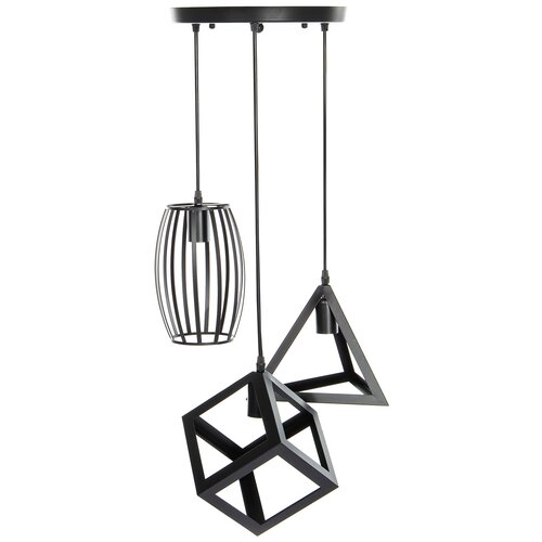 Светильник подвесной (потолочная люстра) Emilion Loft CL Geometrical, E27, 60 Вт, кол-во ламп: 3 шт., цвет арматуры: черный, цвет плафона: черный