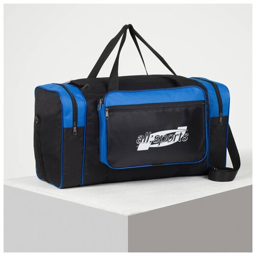 фото Сарабелла сумка спортивная на молнии, 3 наружных кармана, цвет чёрный/синий sarabella