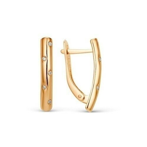 С-00003 Серьги с бесцветным фианитом, цвет-розовый, металл-серебро