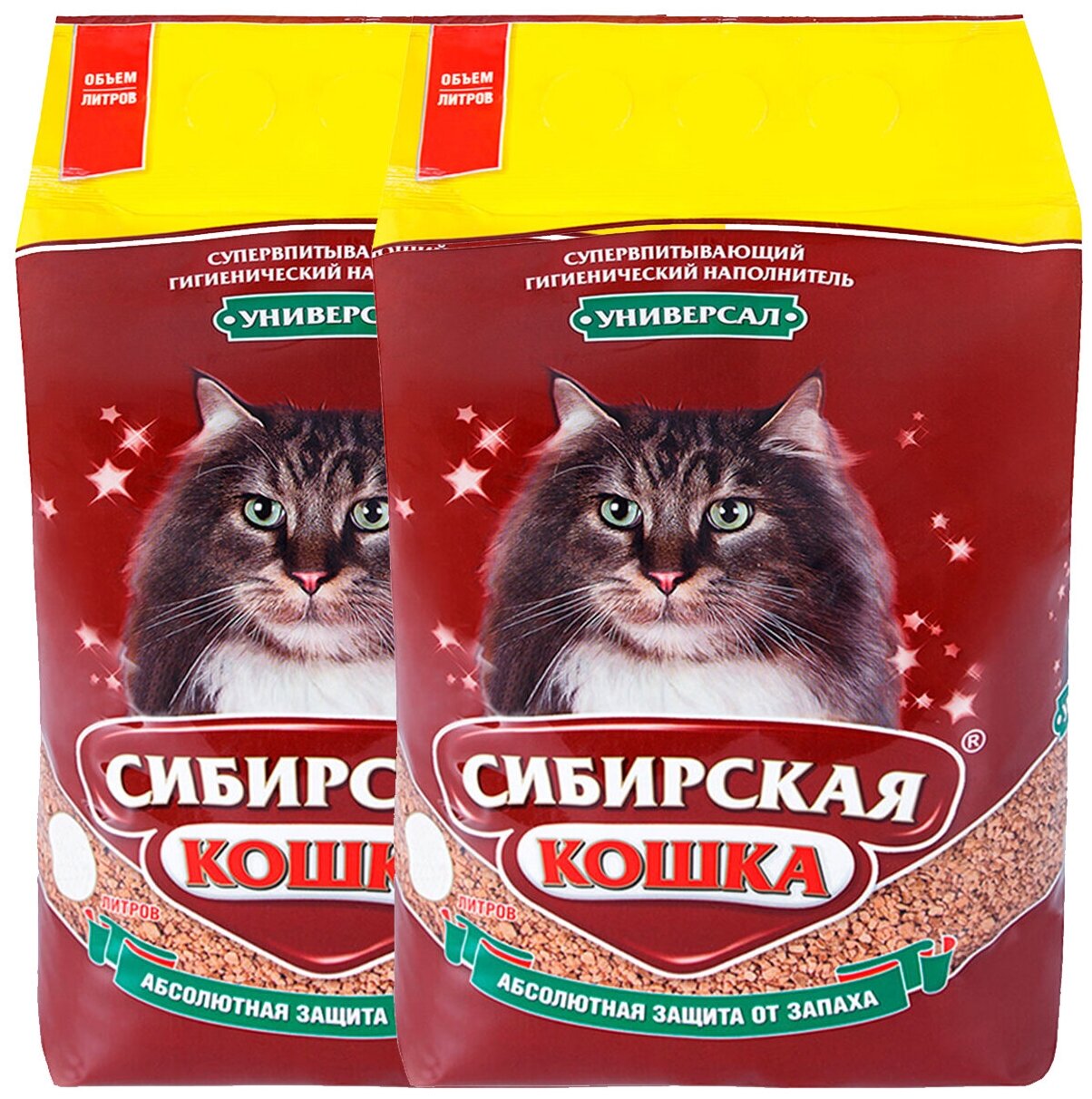 Сибирская кошка универсал наполнитель впитывающий для туалета кошек (20 + 20 л) - фотография № 1