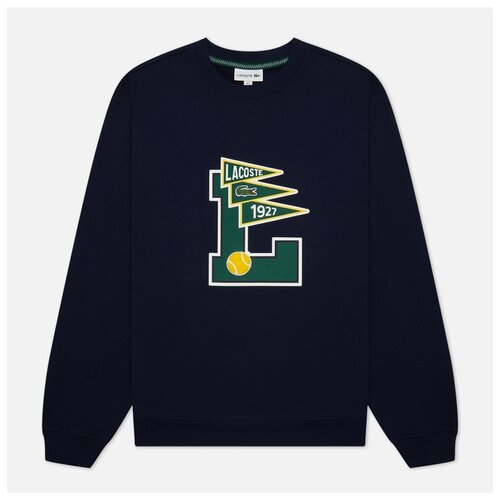 фото Мужская толстовка lacoste crew neck large logo hoodie синий , размер l