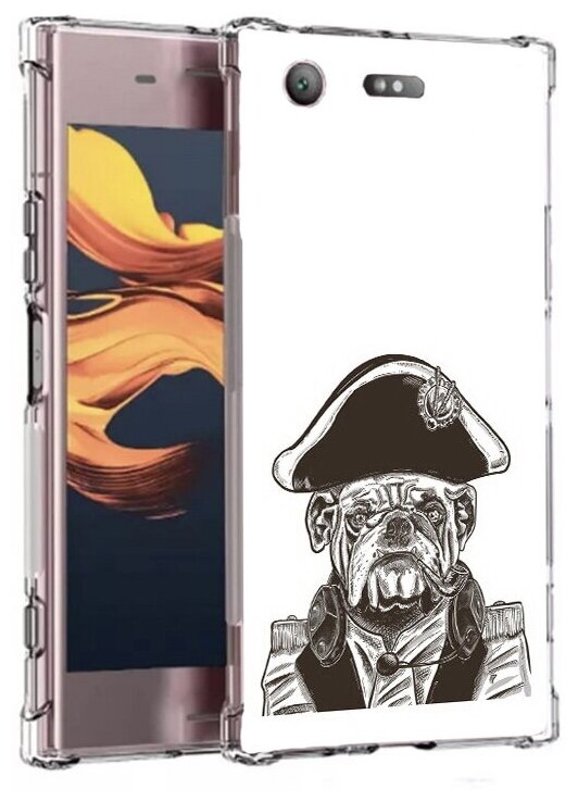 Чехол задняя-панель-накладка-бампер MyPads мопс генерал для Sony Xperia XZ1 Compact G8441 противоударный