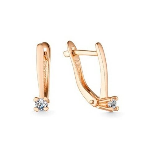 С-00055 Серьги c бесцветным фианитом, цвет-розовый, металл-серебро