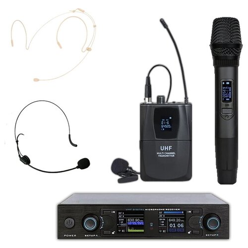 Беспроводной микрофон NOIR-audio UR-9200/HS4 Handheld/Bodypack ручной микрофон, головные микрофоны, петличный микрофон, для вокала, речи