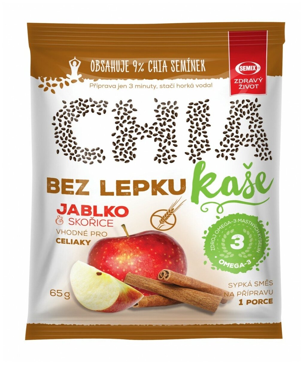 Каша мультизерновая семена чиа, яблоко и корица без глютена Semix gluten free 8х65г - фотография № 3