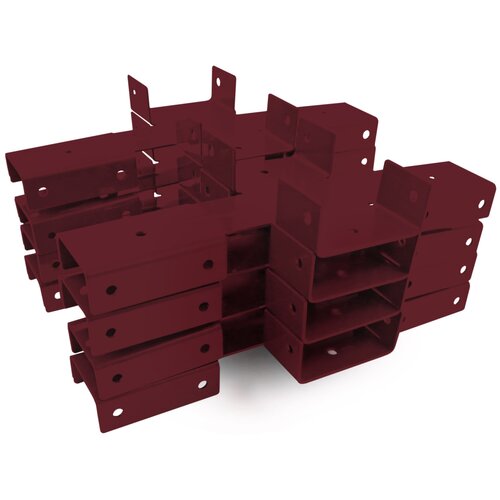 Кронштейн соединительный для забора/ Х-кронштейн / 60x40 - 1.5 мм, красный. Комплект 8 шт.