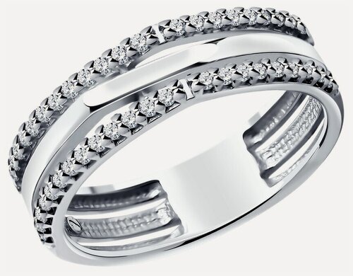 Изображение товара Кольцо, серебро, 925 проба, родирование, фианит