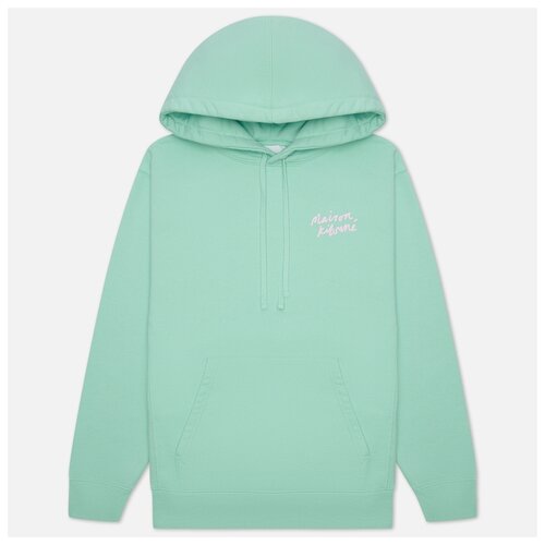 фото Мужская толстовка maison kitsune mini handwriting loose hoodie зелёный , размер s